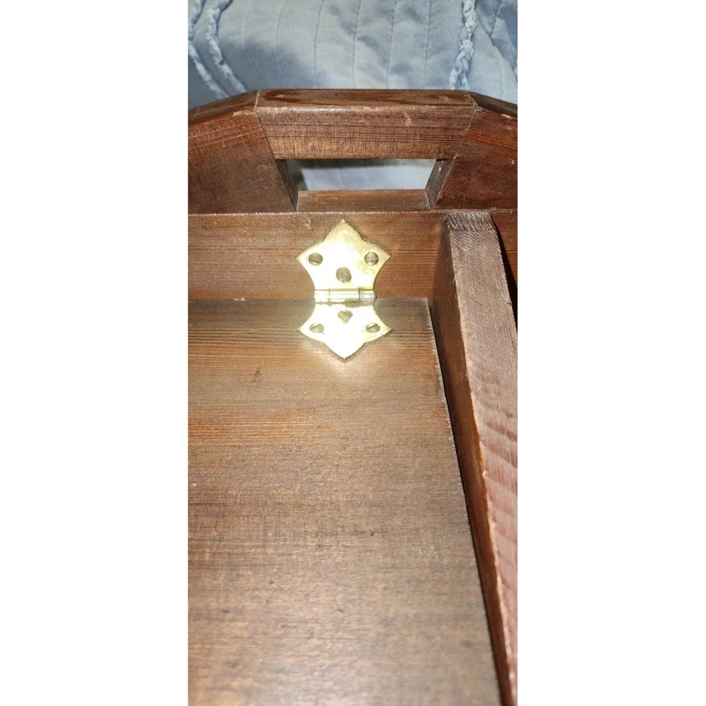 Vintage Wooden Recipe Box Card & Cookbook Holder Retro Kitchen Stand Case Handma